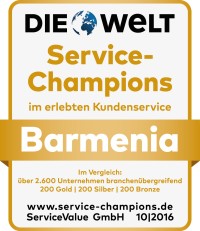 Testsiegel Die Welt Barmenia Service Champion 2016 Kundenservice Barmenia